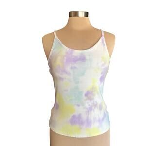 Juicy Couture Pastel Tie Dye Rib Knit Tank Top Sz MED Summer Casual Y2K Retro
